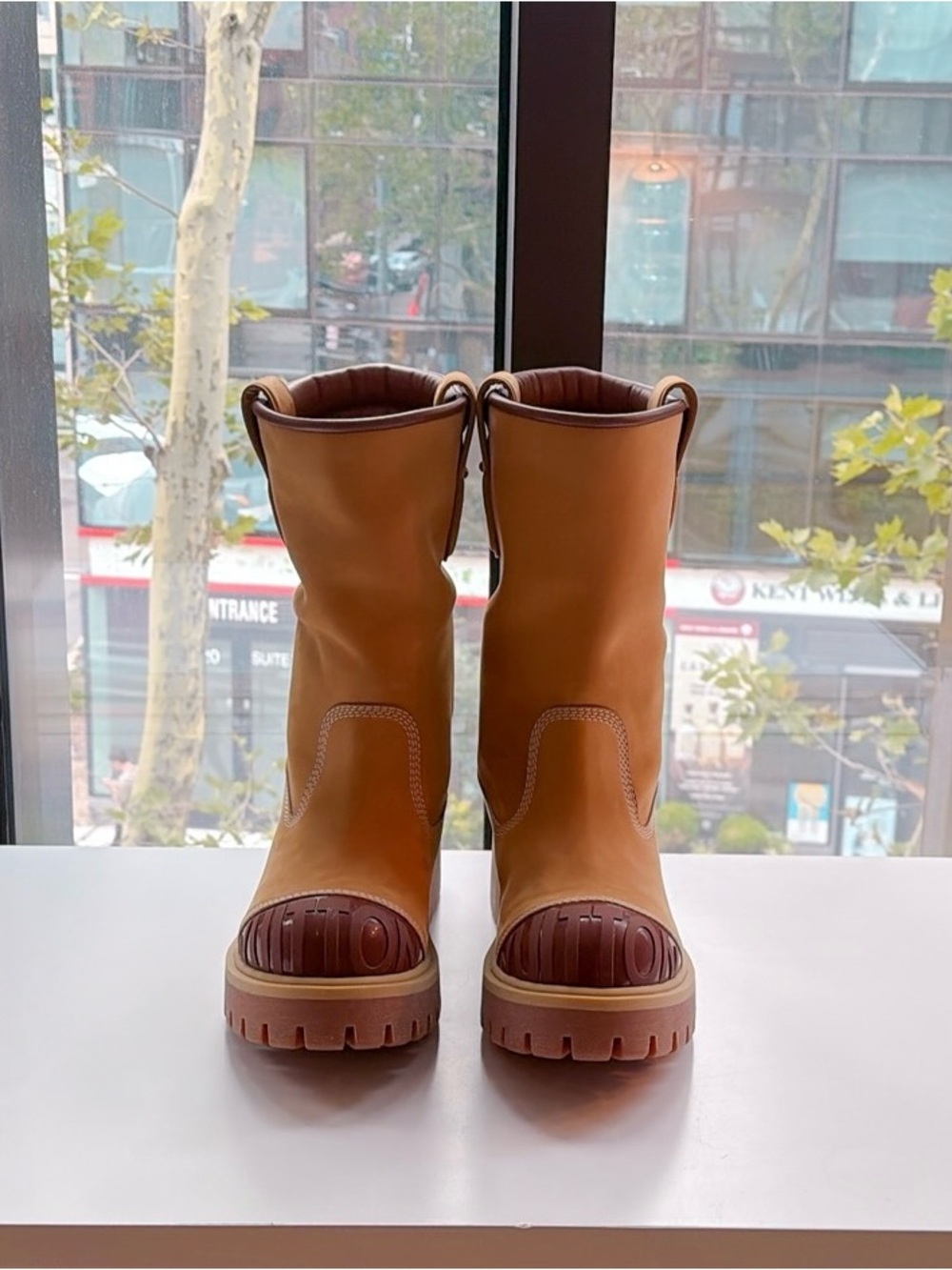 Louis Vuitton Tan and Brown Leather Mid-Calf Lug Boots NEW Size 11